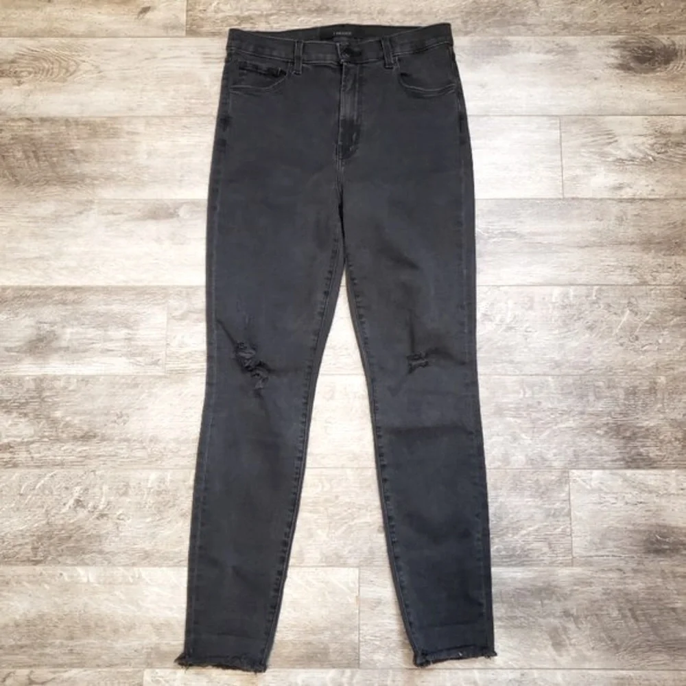 J Brand Leenah Black Distressed Knee Skinny Jeans Women Stretch‎ Denim Grunge 28
